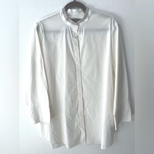 Lafayette 148 New York Chinese Colar Button Down 3/4 length Sleeve Blouse